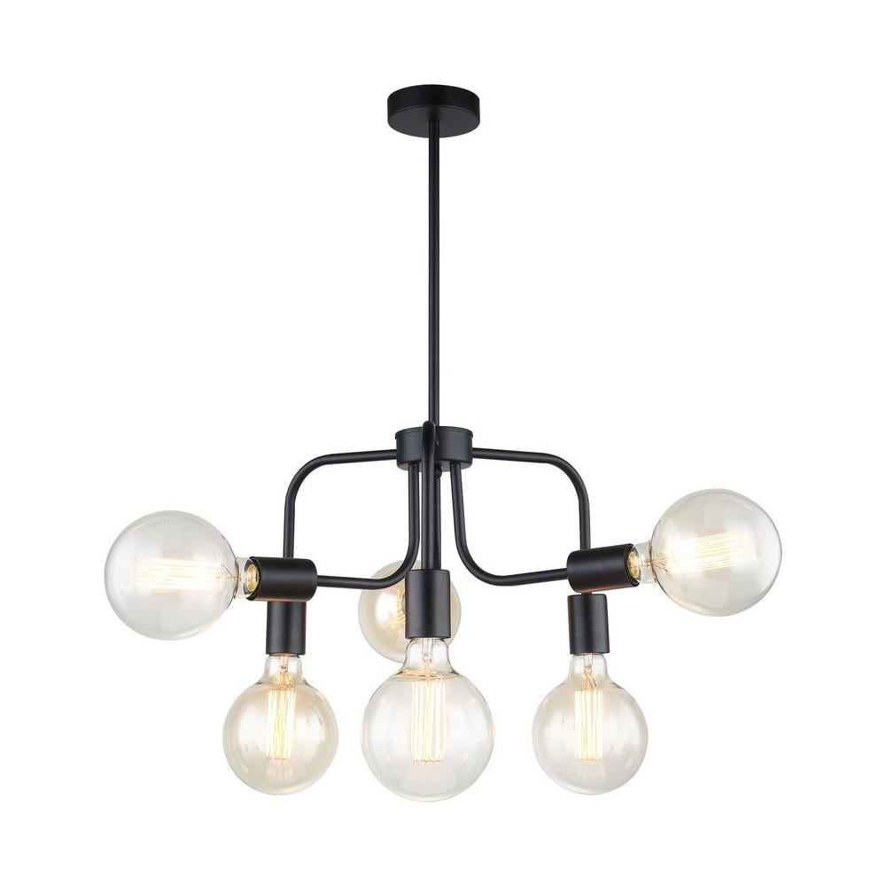 Lampada A Sospensione Industriale E Retrò Nera A 6 Luci, E27 - Foto 1
