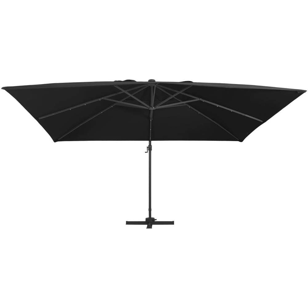 Ombrellone a Sbalzo con LED Palo in Alluminio 400x300 cm Nero - Foto 3
