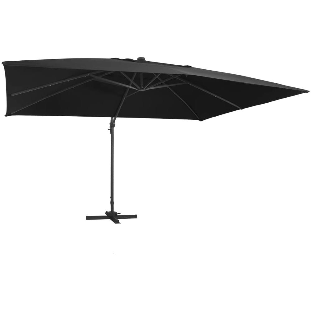 Ombrellone a Sbalzo con LED Palo in Alluminio 400x300 cm Nero - Foto 1