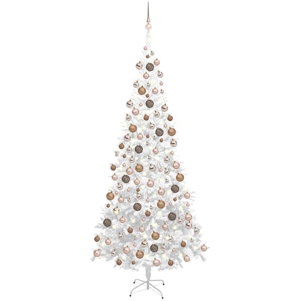 Albero Natale Artificiale LED e Palline Verde L 240 cm Bianco - Foto 1