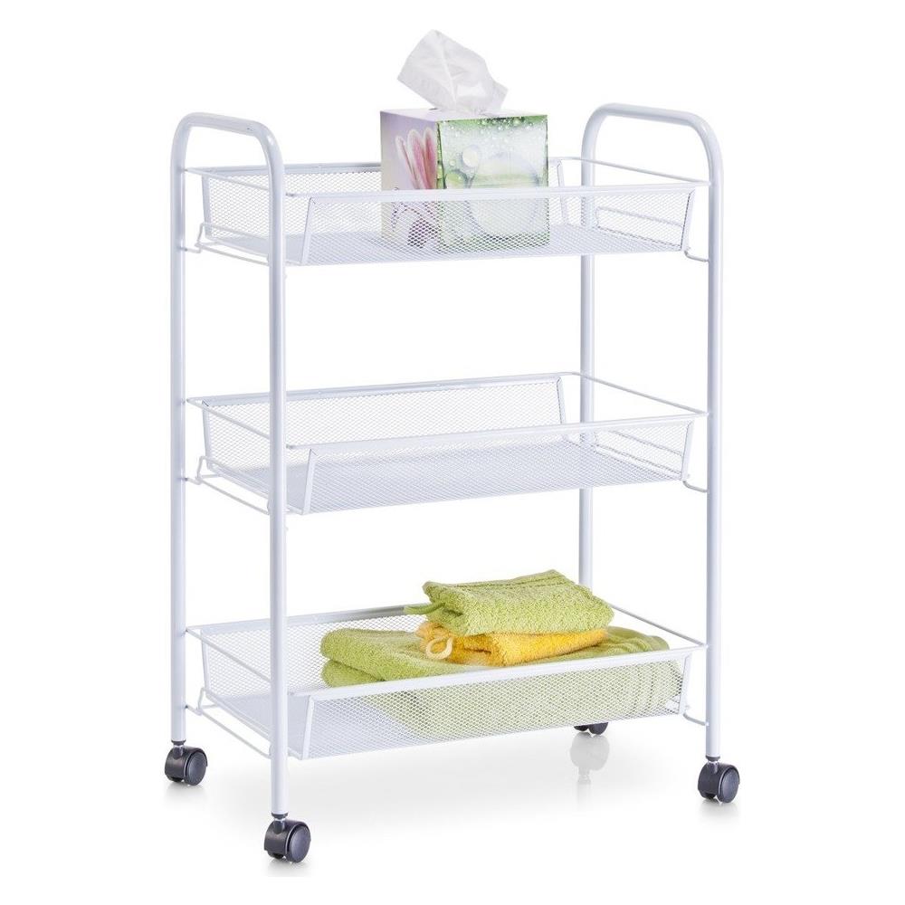 Carrello Da Bagno, Rack Per Utensili - 3 Livelli, Bianco, - Foto 2