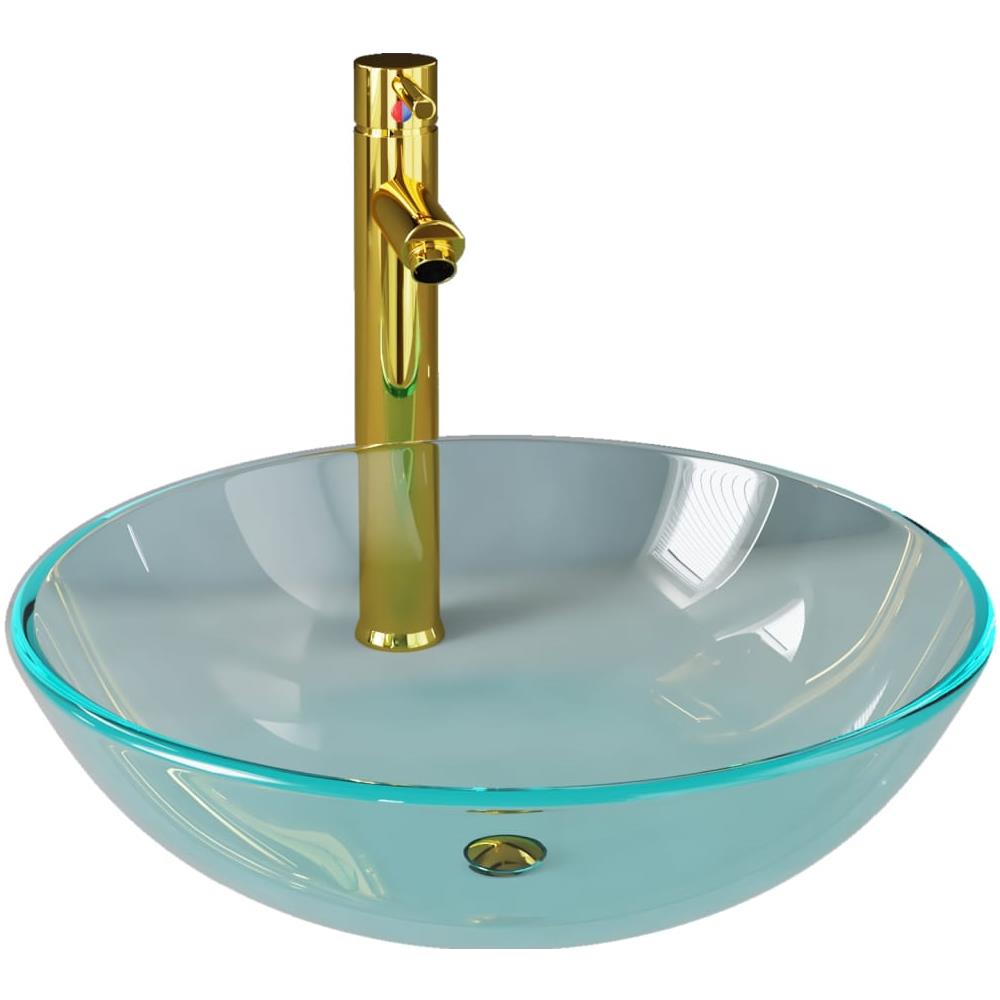 Lavandino con Rubinetto e Piletta a Pressione Vetro Temperato - Foto 2