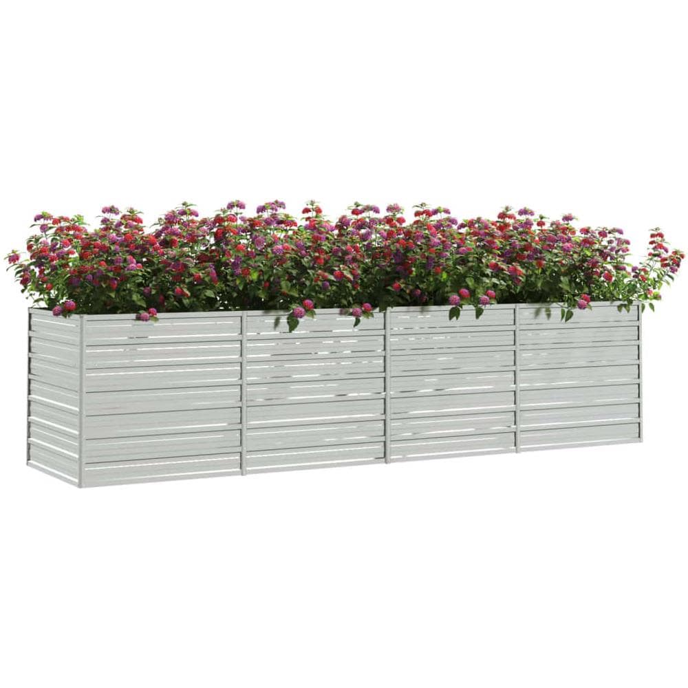 Letto Rialzato Giardino 320x80x77 cm in Acciaio Zincato Argento - Foto 2