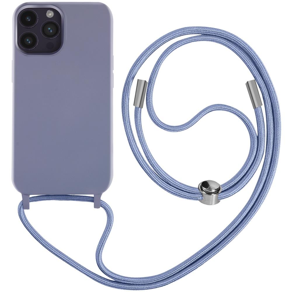 Cover Semirigida Per Iphone 14 Pro Cordino Nylon 80 Cm Viola Chiaro - Foto 1