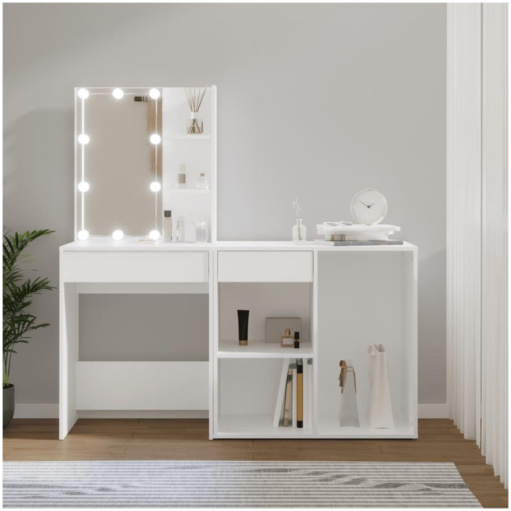 Toeletta Led Con Armadietto In Legno Multistrato Bianco - Foto 1