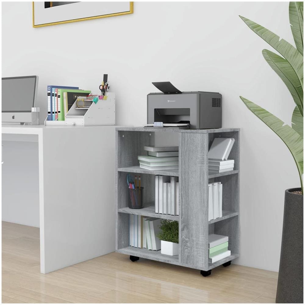 Armadietto con Ruote Grigio Sonoma 60x35x75cm Legno Multistrato - Foto 1