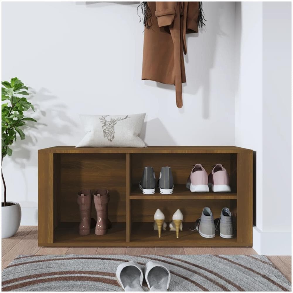 Scarpiera Rovere Marrone 100x35x45 Cm In Legno Multistrato - Foto 4