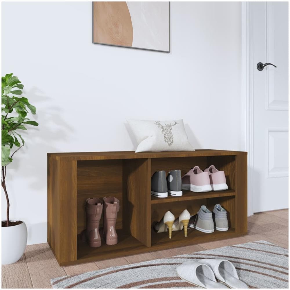Scarpiera Rovere Marrone 100x35x45 Cm In Legno Multistrato - Foto 1
