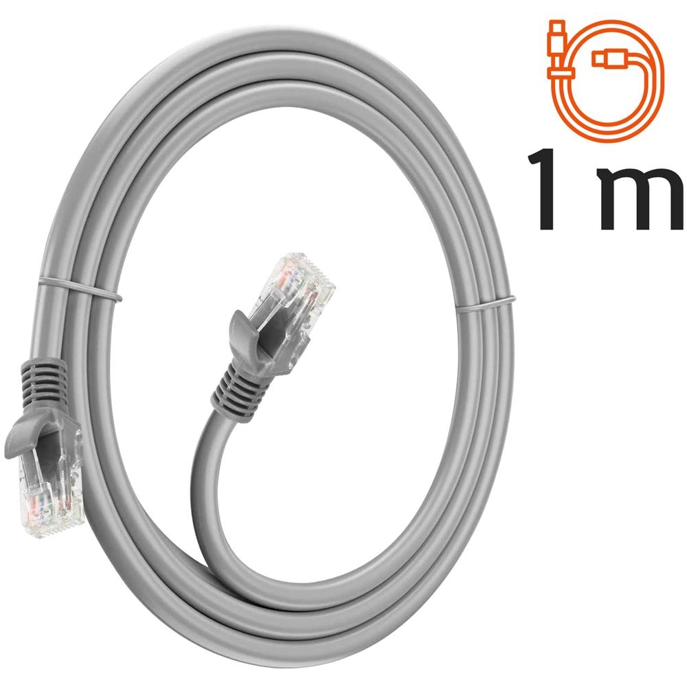 Cavo Di Rete Ethernet Rj45 Categoria 6 Connessione Veolce 1 Metro Grigio - Foto 2