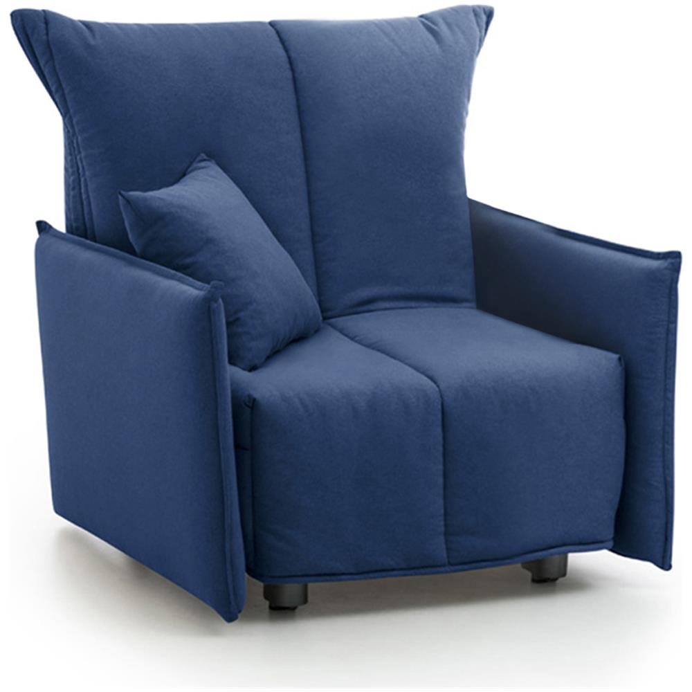 Divano Letto Almerinda, Divano Singolo, 100% Made In Italy, Poltrona Soggiorno Con Apertura A Carrello, In Tessuto Imbottito, Con Braccioli Standard, Cm 110x90h85, Blu - Foto 2
