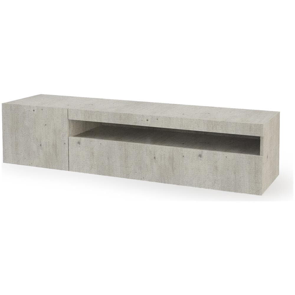 Mobile Porta Tv Roberto, Credenza Bassa Da Soggiorno A 2 Ante, Base Porta Tv, 100% Made In Italy, Cm 150x40h37, Cemento - Foto 2
