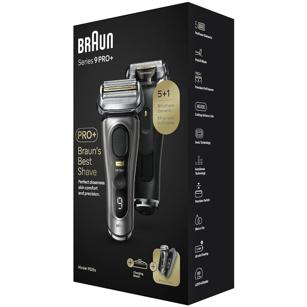 Series 9 PRO+ 9525s Wet & Dry Rasoio Elettrico Ricaricabile con Custodia di Ricarica Portatile PowerCase Colore Metallico - Foto 5