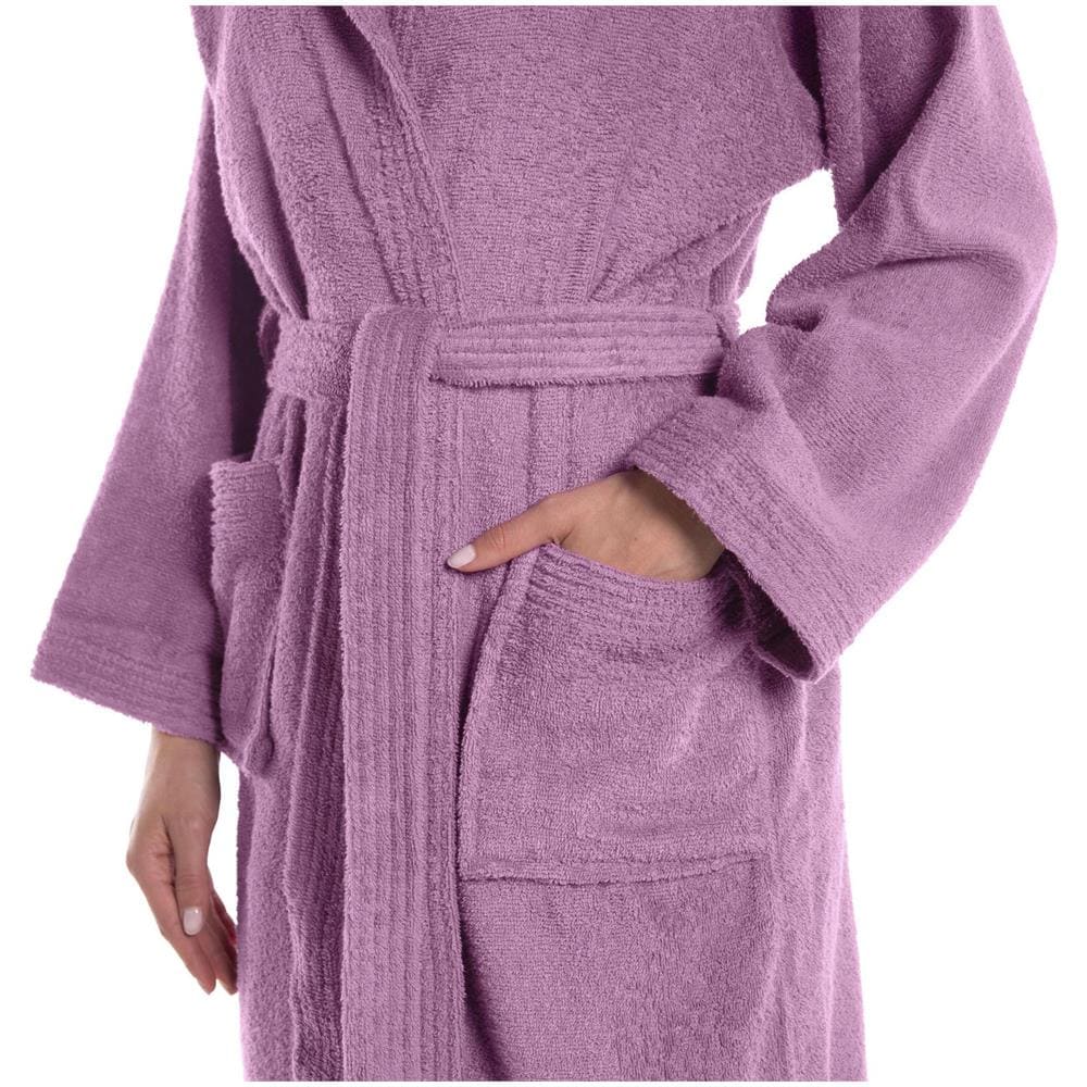 Accappatoio Con Cappuccio Spugnissima Minorca In Cotone Colore Viola Misura M - Foto 3