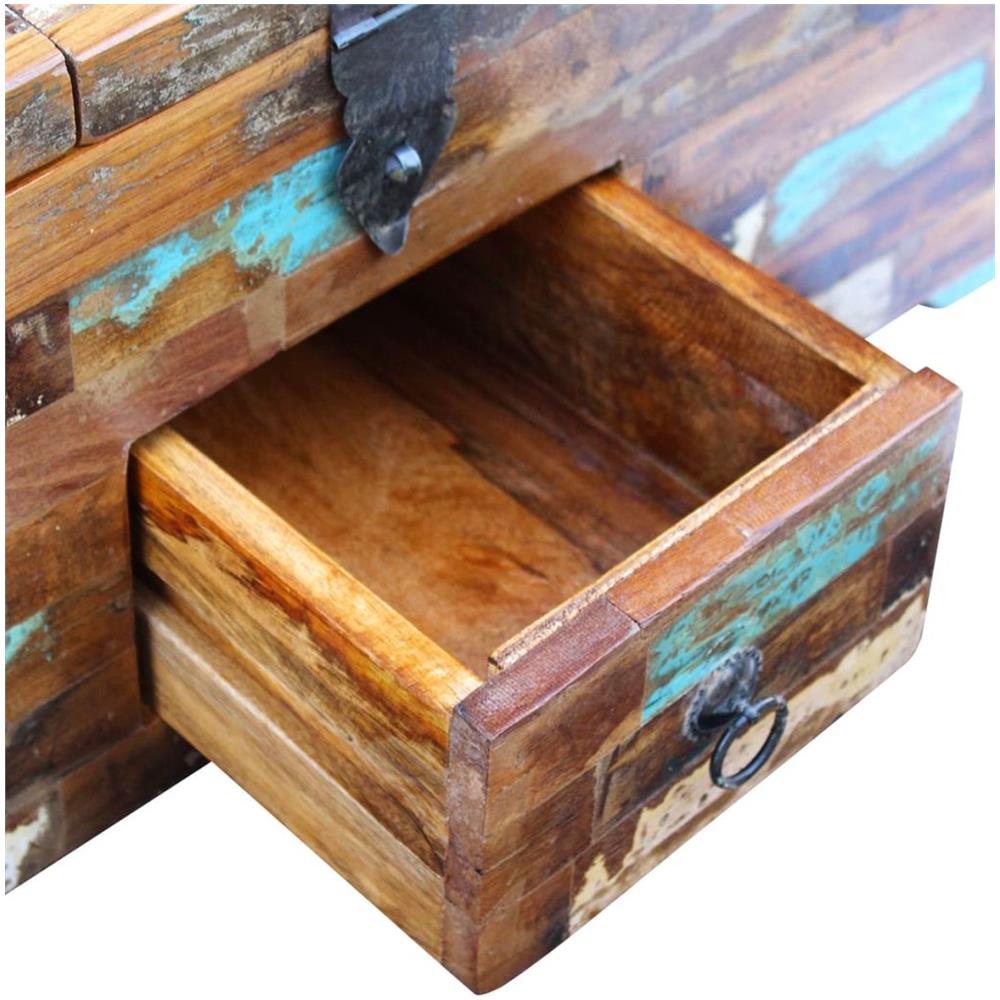 Cassa Tavolino Da Caffè In Legno Massello Di Recupero 80x40x35 Cm - Foto 16