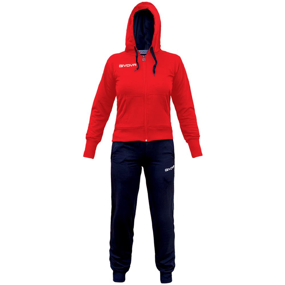 Tuta Lady Givova Completo Di Giacca A Manica Lunga E Pantalone Di Colore Rosso / blu Taglia L - Foto 1