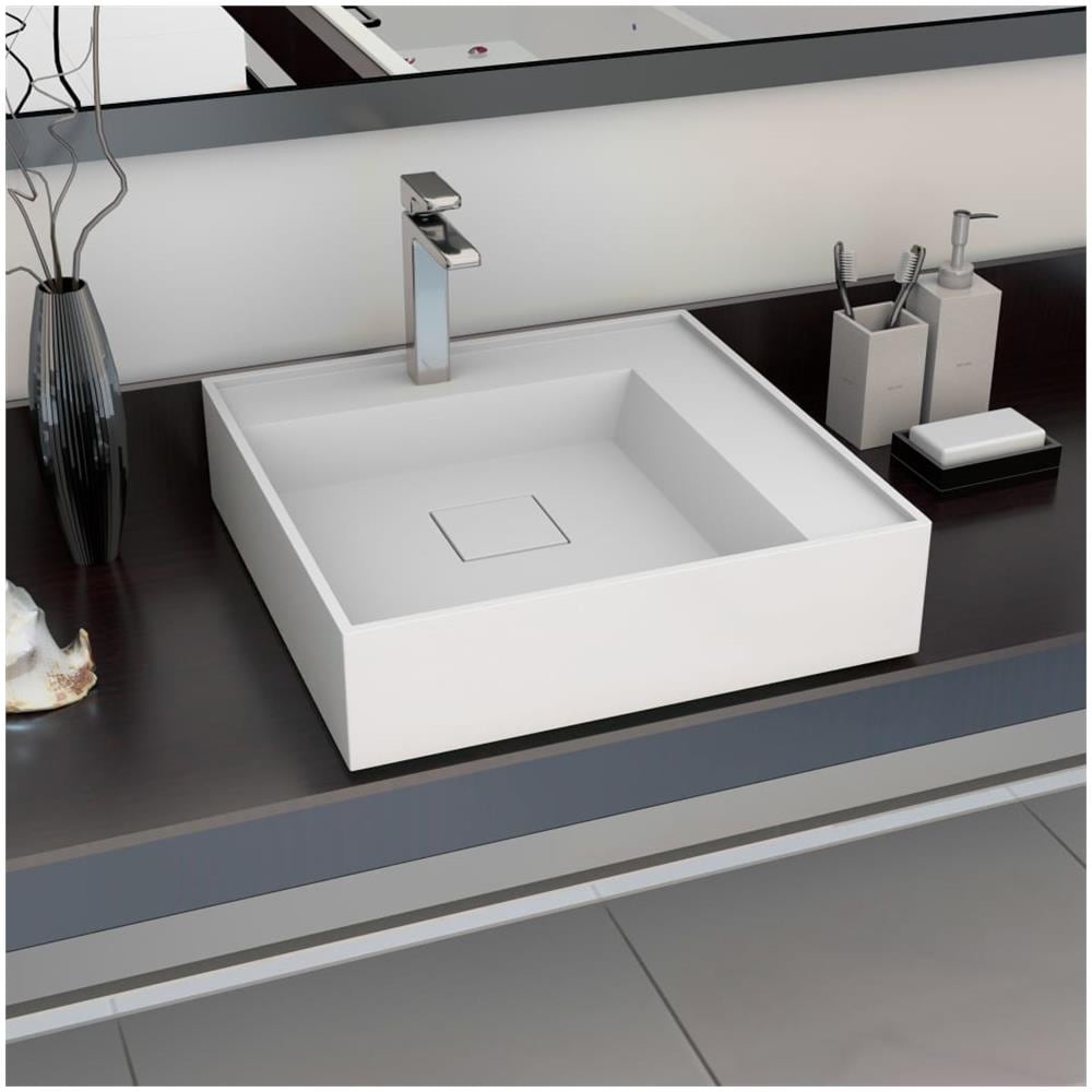 Lavandino 50x50x12,3 Cm Blocco In Marmo / minerale Bianco - Foto 1