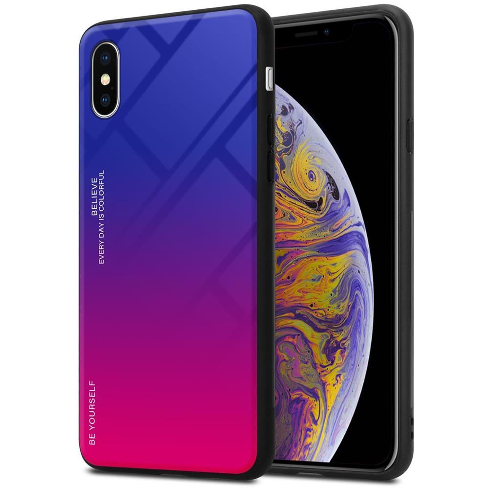 Cadorabo Custodia Compatibile Con Apple Iphone Xs Max In Viola - Rosso - Coperchio Protettivo Bicolore In Vetro Temperato E Silicone Tpu - Foto 1