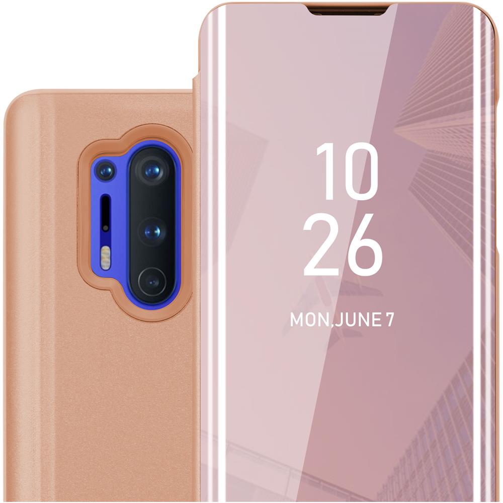 Custodia Compatibile Con Oneplus 8 Pro In Kunzit Rosa - Clear View Specchio Coperchio Protettivo Con Funzione Di Supporto Protezione A 360 Gradi - Foto 1