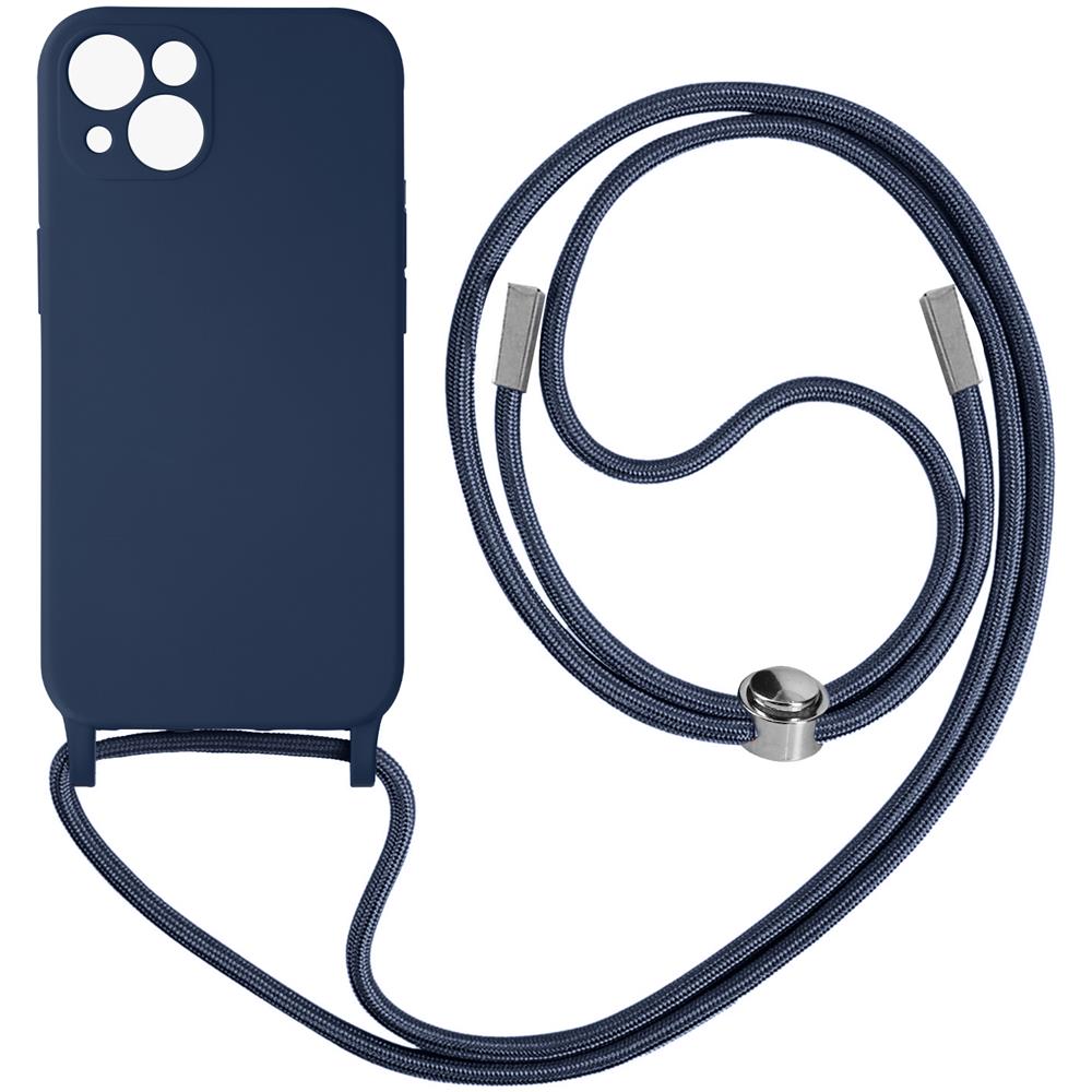 Cover Semirigida Per Iphone 13 Mini Cordino Nylon Intrecciato 80 Cm Blu - Foto 1