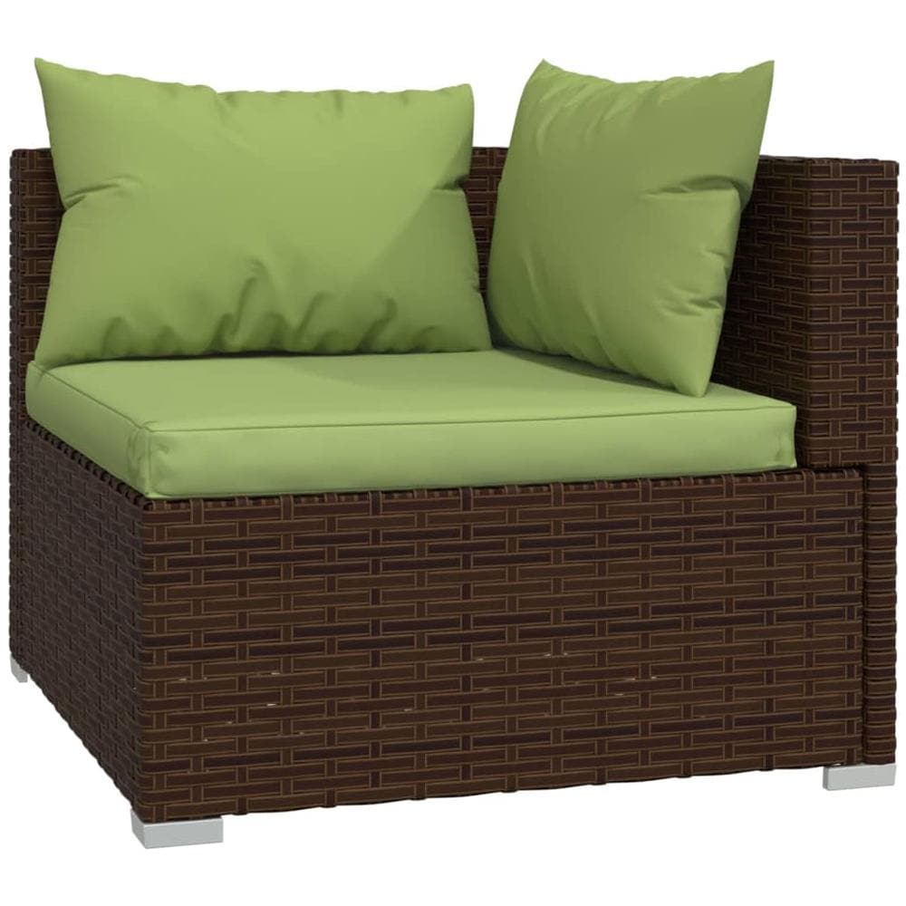 Set Divani Da Giardino 5 Pz Con Cuscini In Polyrattan Marrone - Foto 2