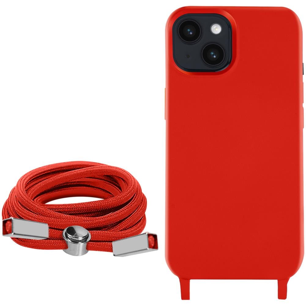 Cover Semirigida Per Iphone 14 Cordino Nylon Intrecciato 80 Cm Rossa - Foto 5