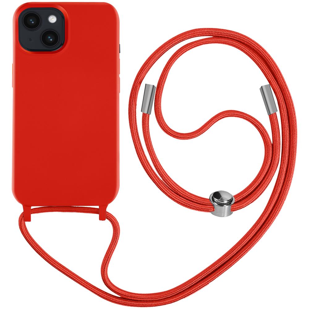 Cover Semirigida Per Iphone 14 Cordino Nylon Intrecciato 80 Cm Rossa - Foto 1