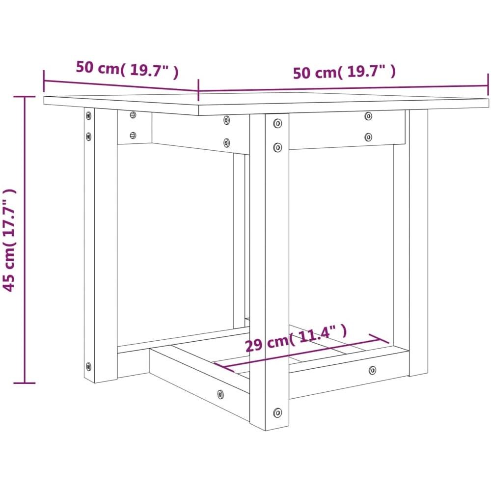 Tavolino da Salotto Grigio 50x50x45 cm Legno Massello di Pino - Foto 6