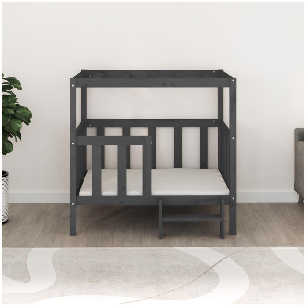 Cuccia per Cani Grigia 105,5x83,5x100cm Legno Massello di Pino - Foto 7