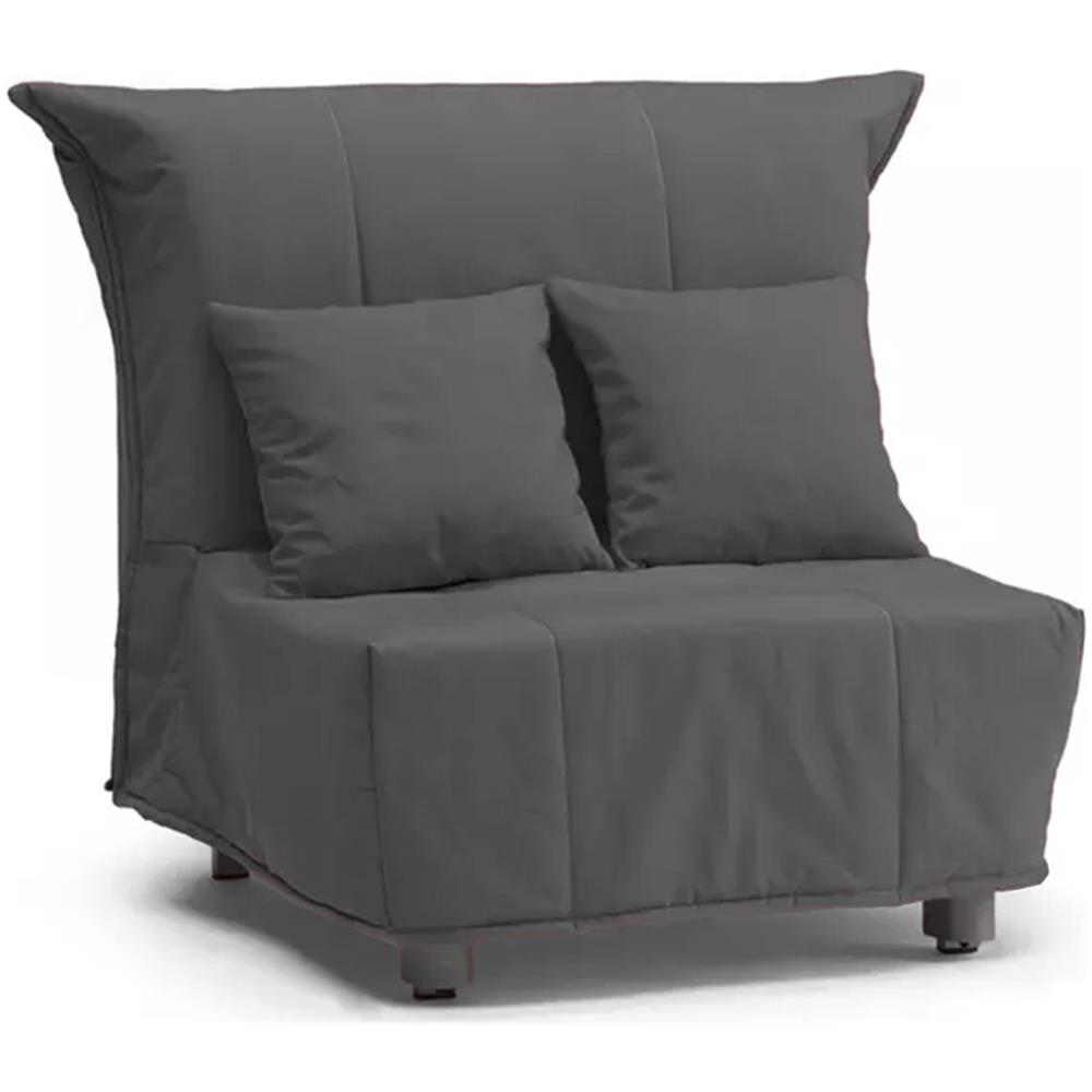 Divano Letto Alma, Divano Singolo, 100% Made In Italy, Poltrona Soggiorno Con Apertura A Carrello, In Tessuto Imbottito, Con Cuscini Inclusi, Cm 85x90h85, Colore Grigio - Foto 2