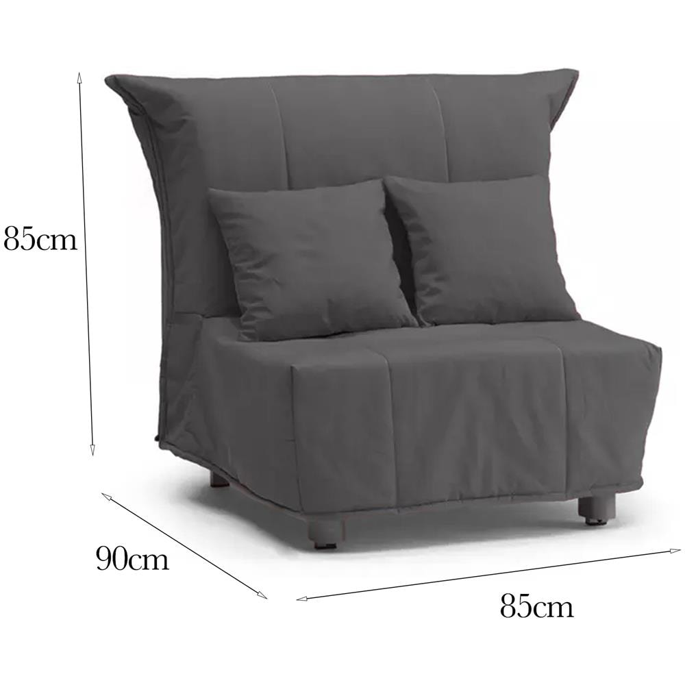 Divano Letto Alma, Divano Singolo, 100% Made In Italy, Poltrona Soggiorno Con Apertura A Carrello, In Tessuto Imbottito, Con Cuscini Inclusi, Cm 85x90h85, Colore Grigio - Foto 4