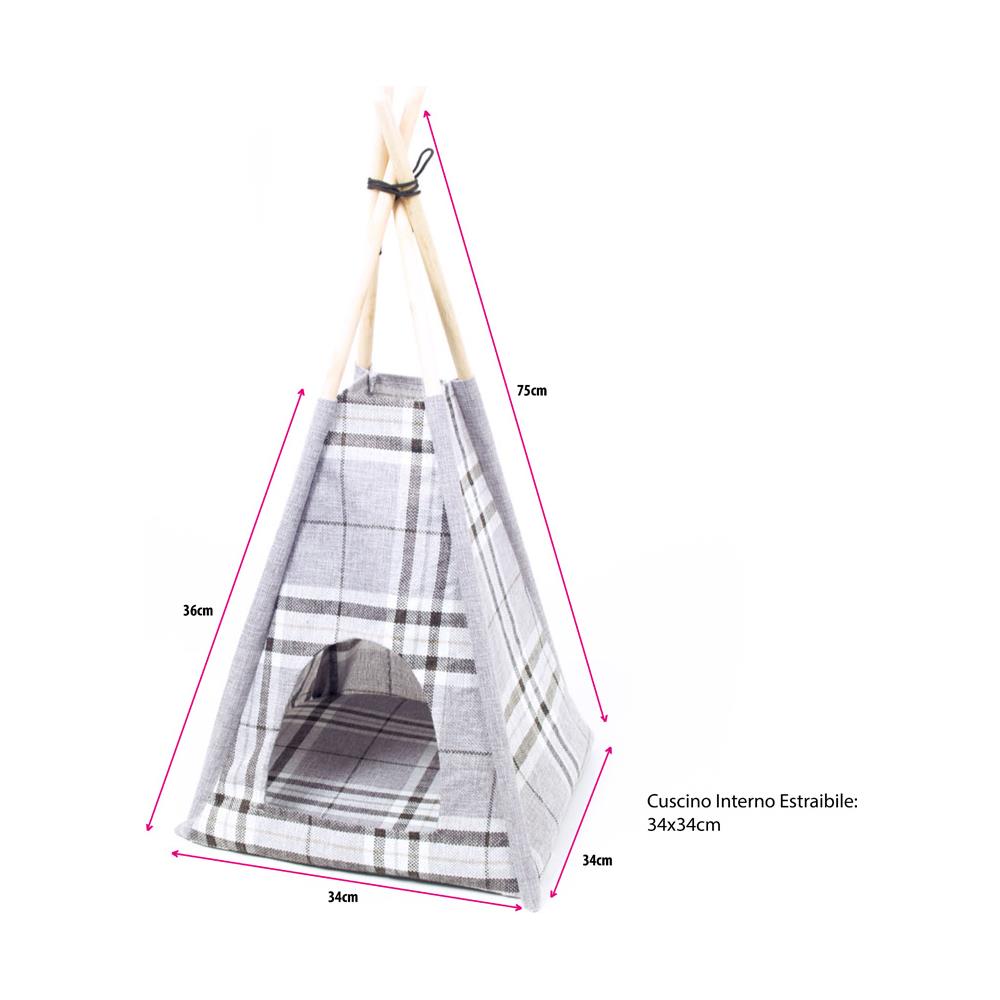 Cuccia Con Cuscino Per Animali Domestici Modello Tenda Componibile - Foto 3