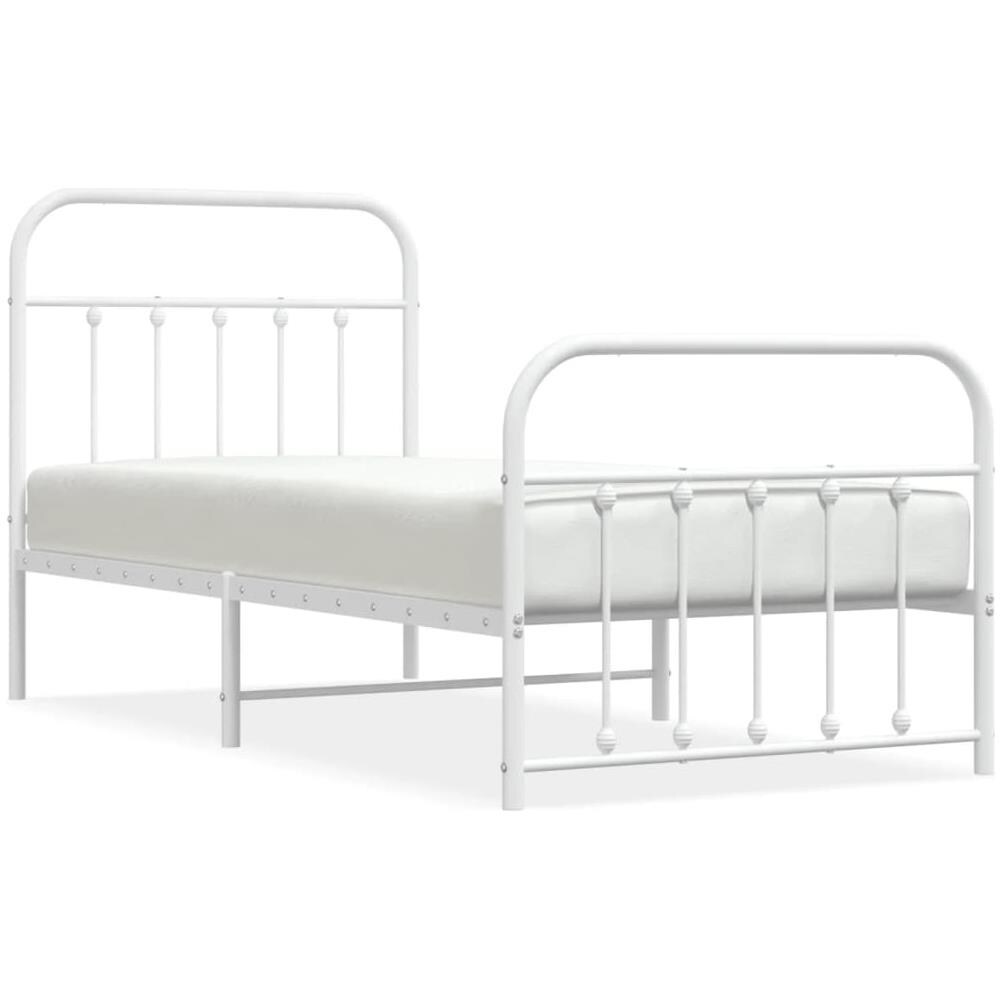Giroletto Con Testiera E Pediera Metallo Bianco 90x200 Cm - Foto 2
