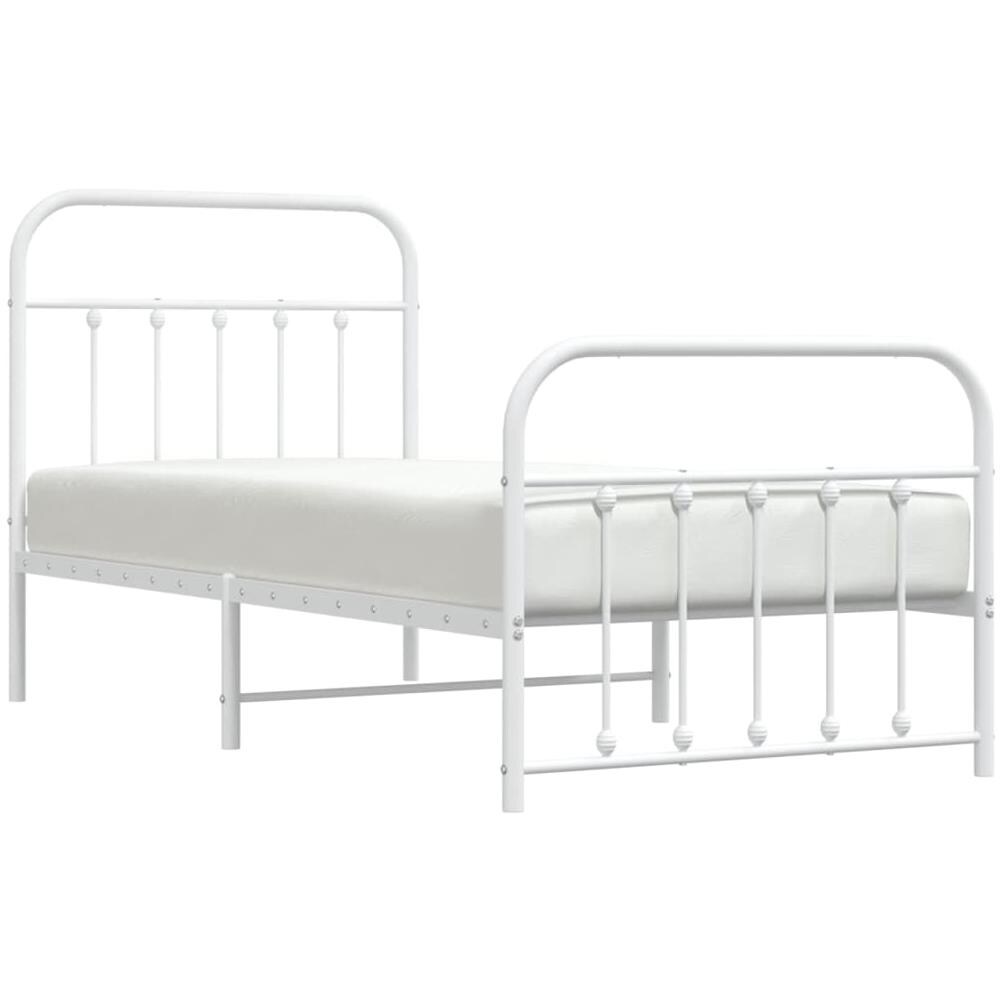Giroletto Con Testiera E Pediera Metallo Bianco 90x200 Cm - Foto 3