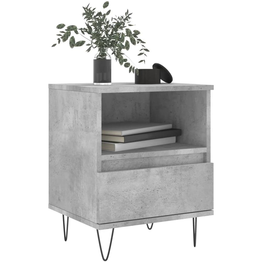 Comodino Grigio Cemento 40x35x50 Cm In Legno Multistrato - Foto 3