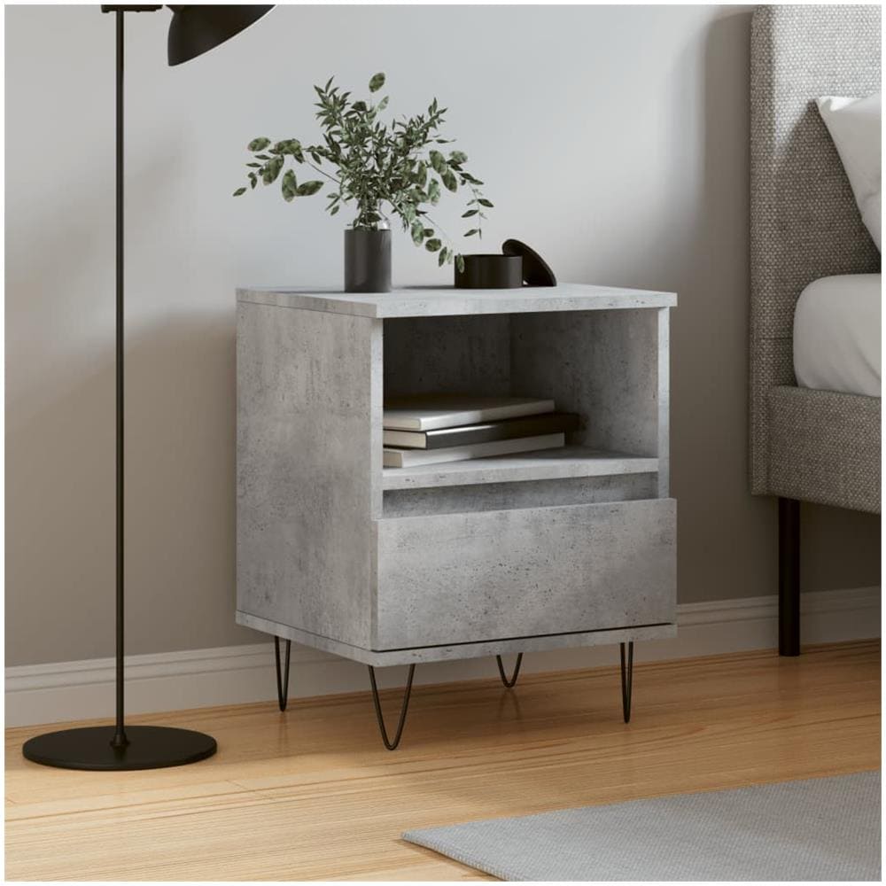 Comodino Grigio Cemento 40x35x50 Cm In Legno Multistrato - Foto 1