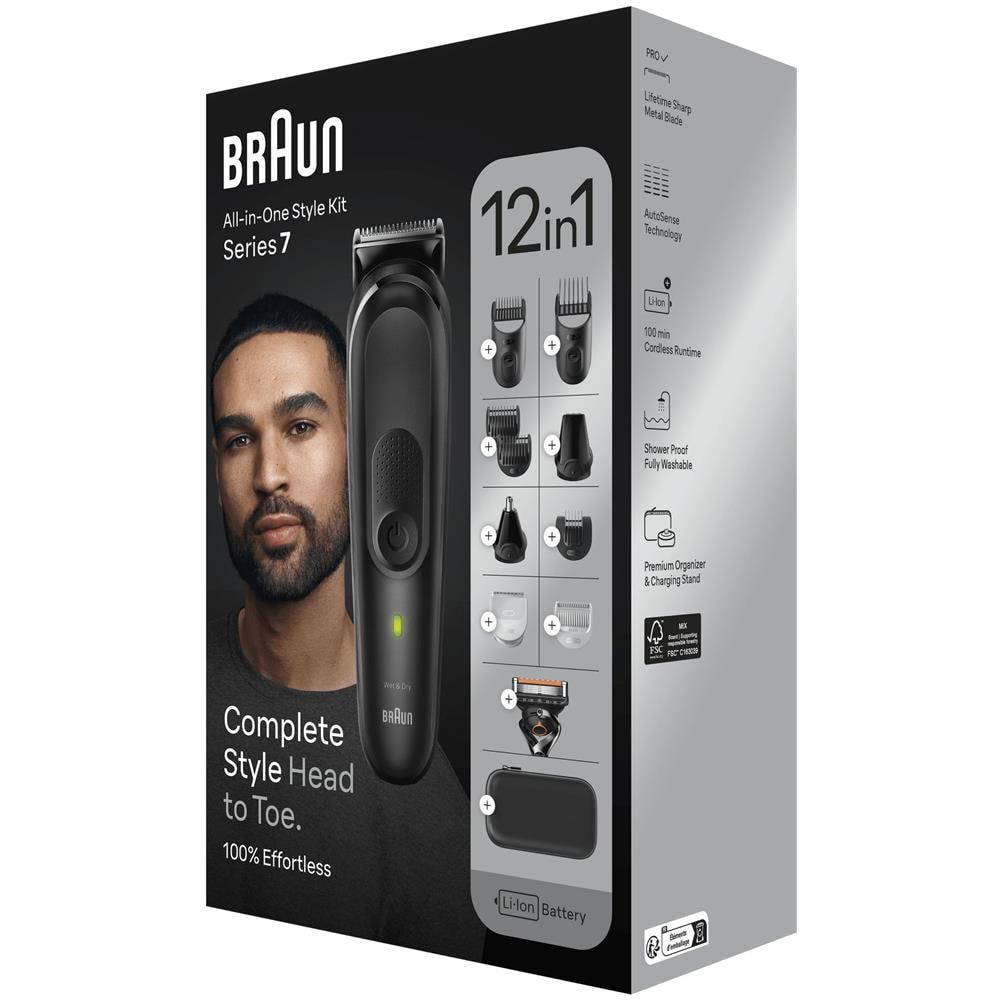 Series 7 MGK7460 Kit per lo Styling Rifinitore 12-In-1 con Tecnologia AutoSense Impermeabile - Nero - Foto 5