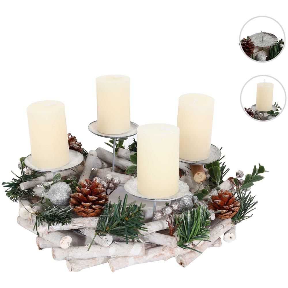 Marco Paul Portacandele Natalizio Con Renna E Slitta | 3 Candele A Pilastro Incluse | Decorazione In Metallo E Vetro | 59 Cm | Ideale Per Caminetto O Tavola - 4