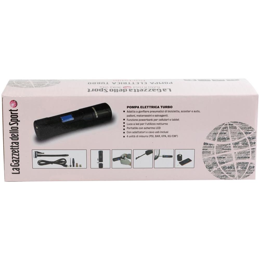 Pompa Elettrica Turbo La Gazzetta Dello Sport, Per Gonfiare Pneumatici Di Biciclette, Auto, Scooter, Materassini E Palloni. Compreso Di Powerbank E Luce A Led - Foto 3