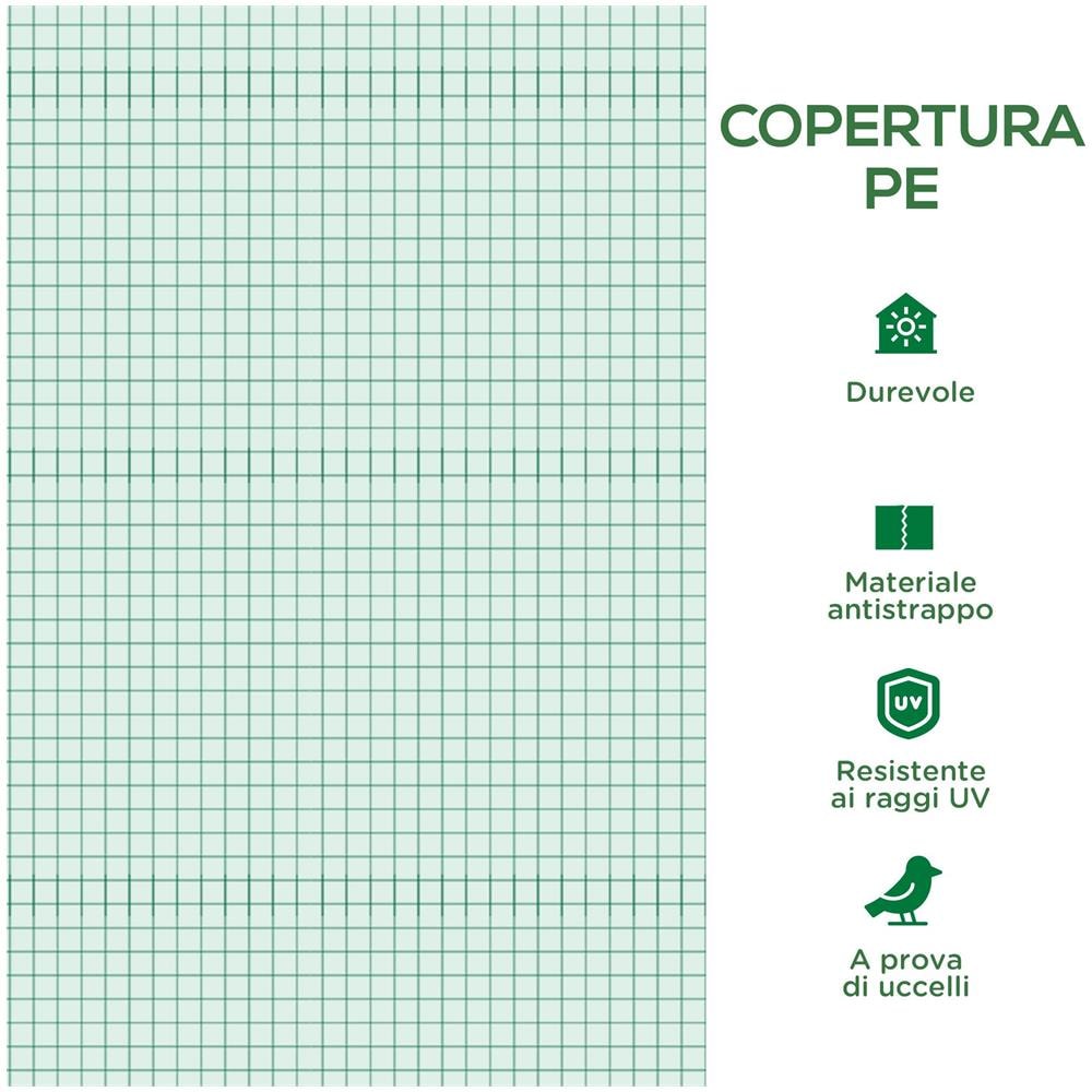 Telo per Serra in PE con 12 Finestre, Porta Avvolgibile e Bordi Interrati, 6x3x2 m, Verde - Foto 6