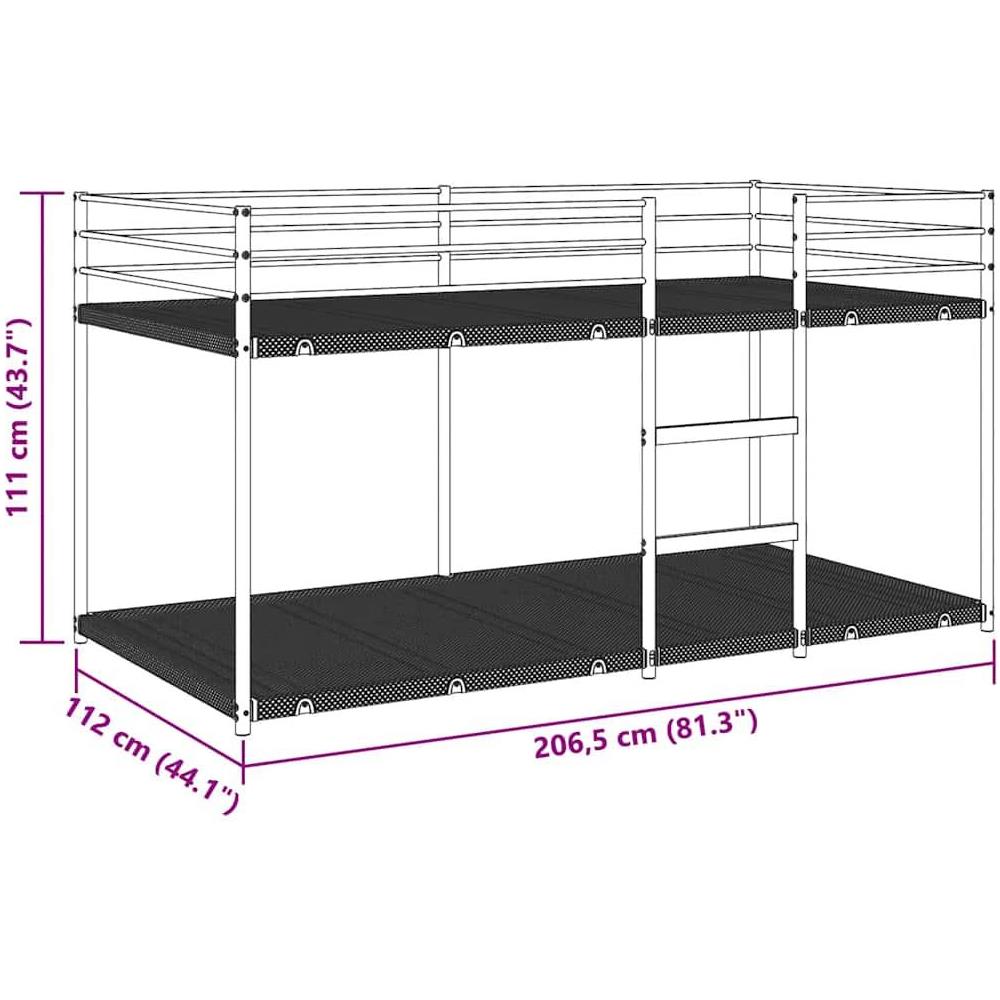 Letto a Castello senza Materasso Nero 107x203 cm in Acciaio - Foto 10