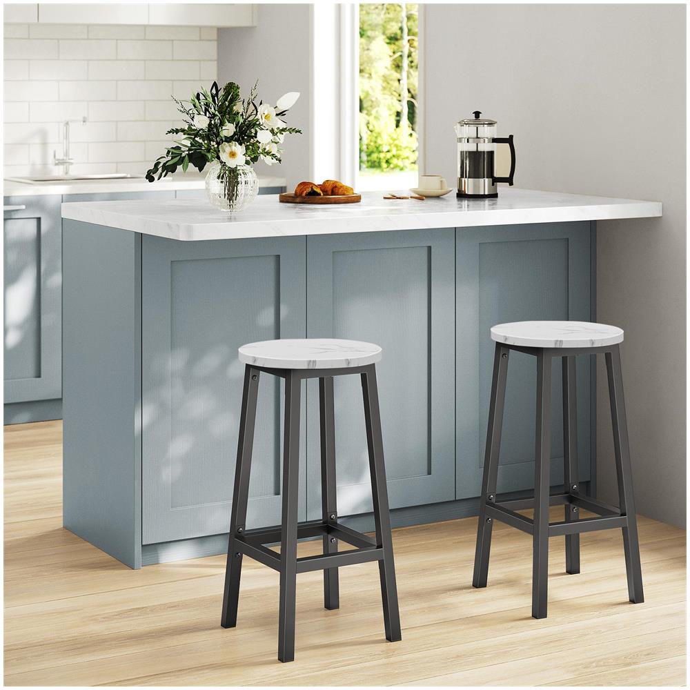 Sgabello da bar da cucina in marmo con gambe nere - Design rotondo ed elegante - Foto 2