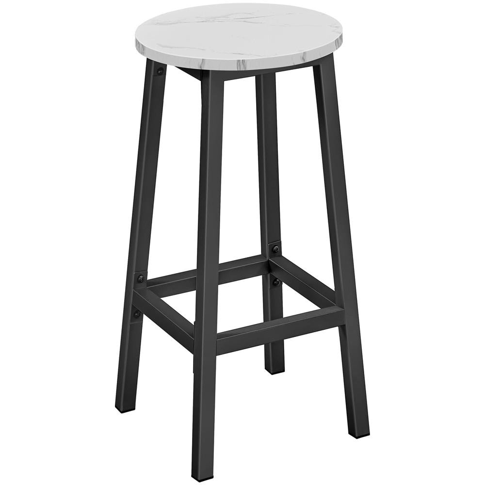 Sgabello da bar da cucina in marmo con gambe nere - Design rotondo ed elegante - Foto 1