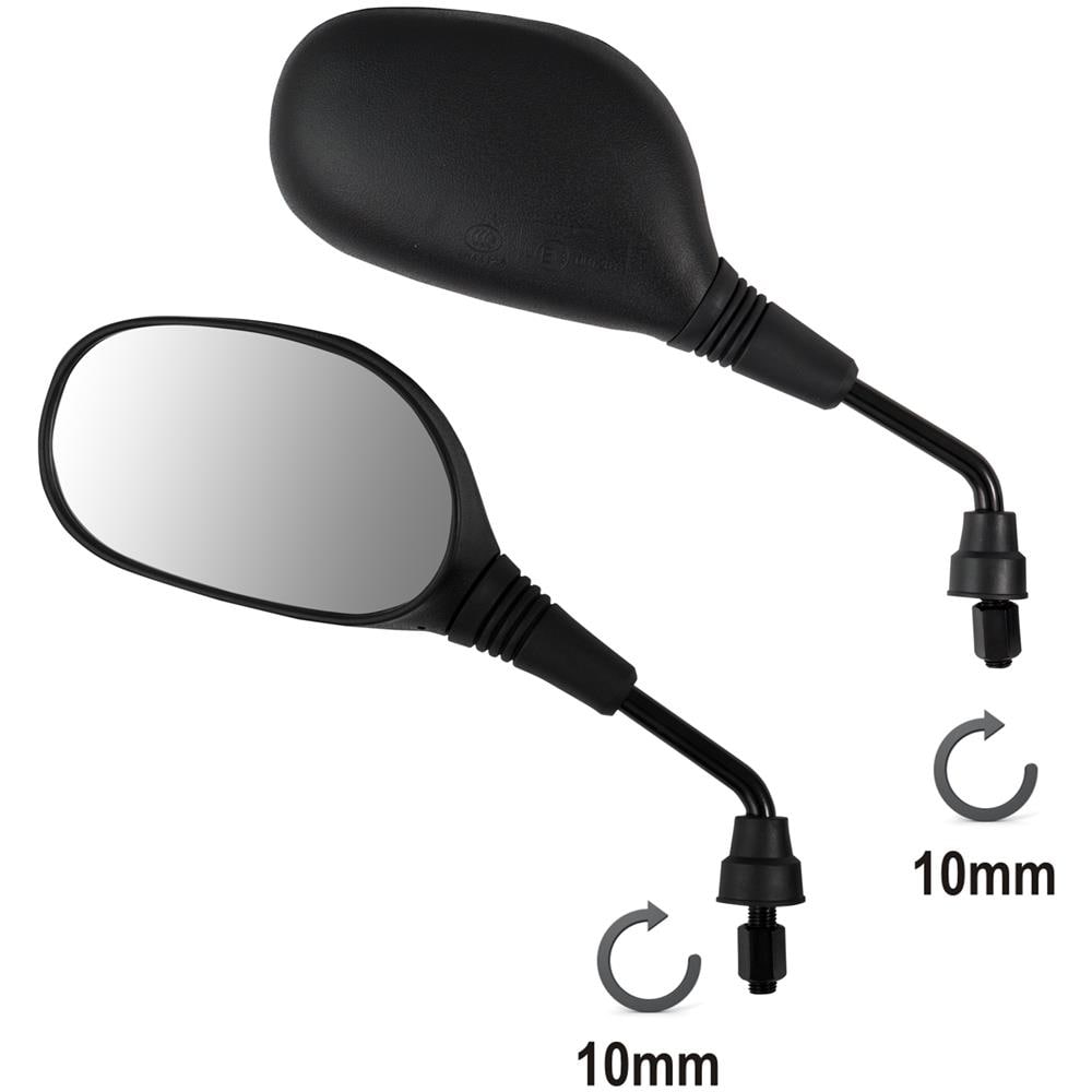 Coppia Specchietti Retrovisori Scooter Moto Nero Dx + Sx M10 Omologati E13 - Foto 1