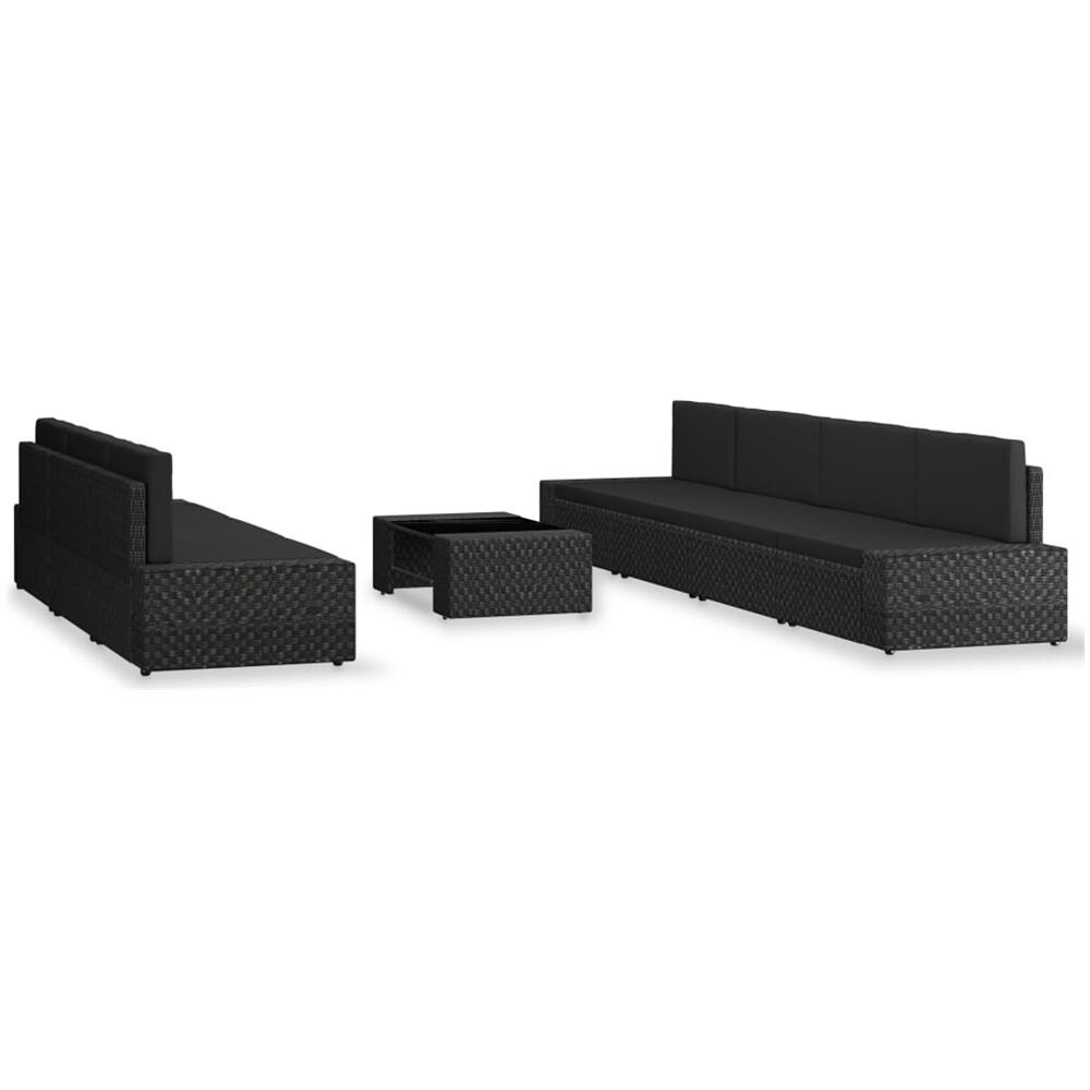 Set Divani Da Giardino 8 Pz In Polyrattan Nero - Foto 2