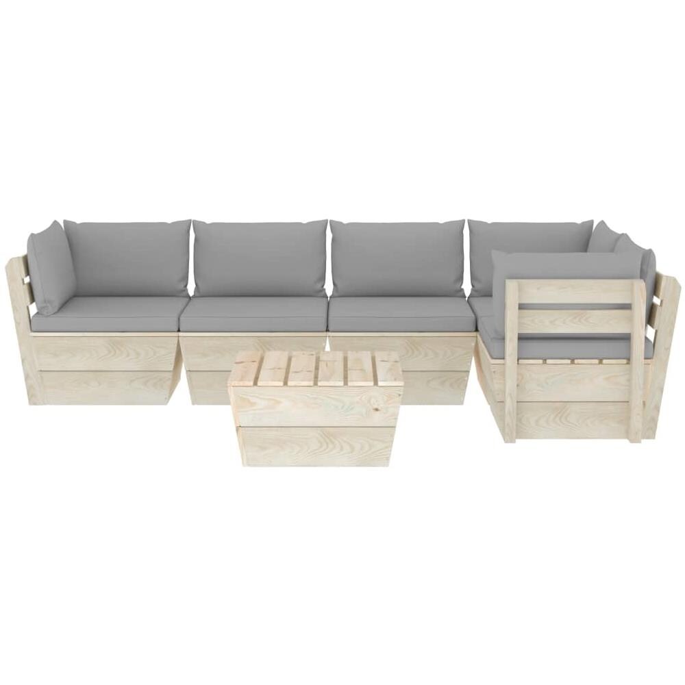 Set Divani da Giardino su Pallet 6 pz con Cuscini Legno Abete - Foto 2