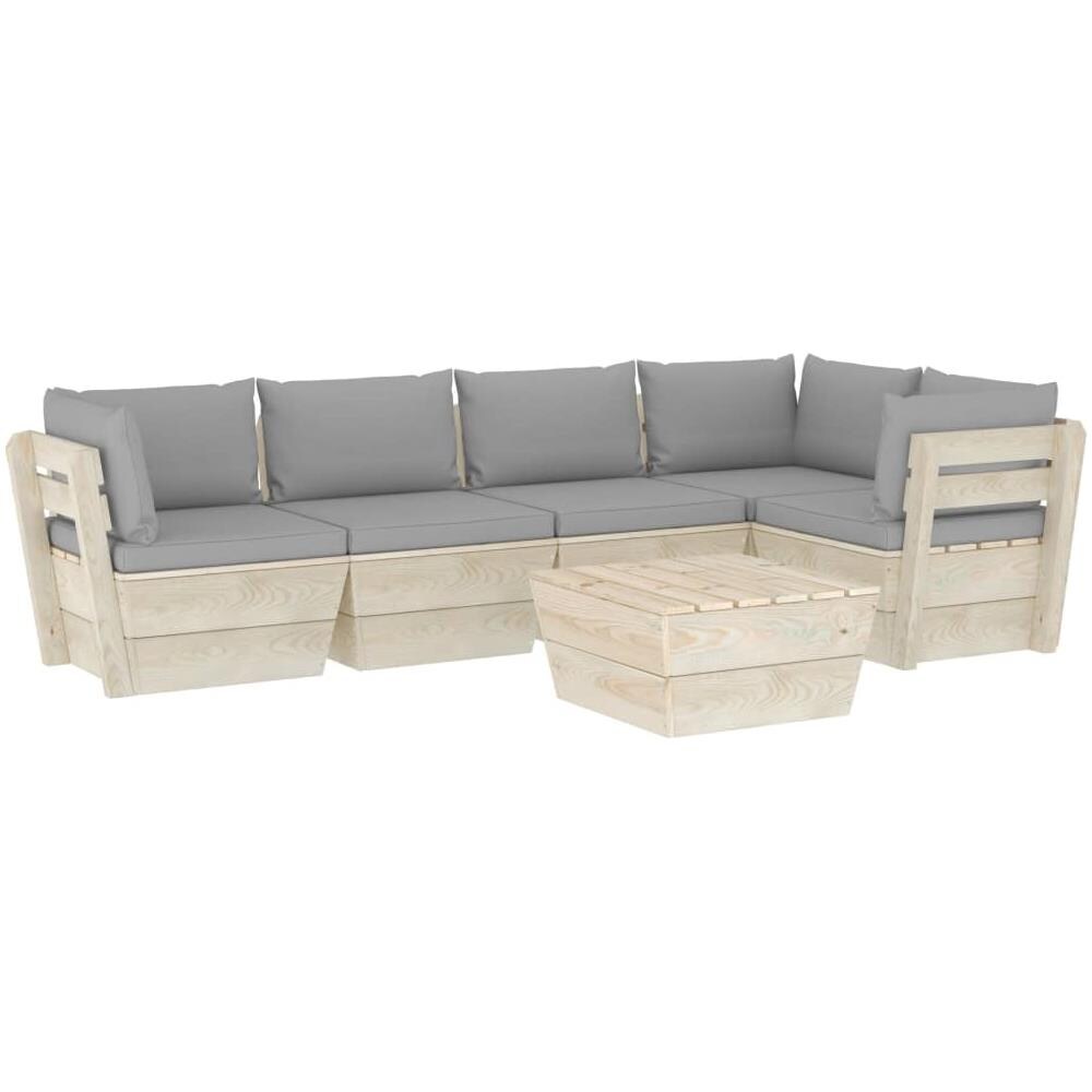 Set Divani da Giardino su Pallet 6 pz con Cuscini Legno Abete - Foto 1