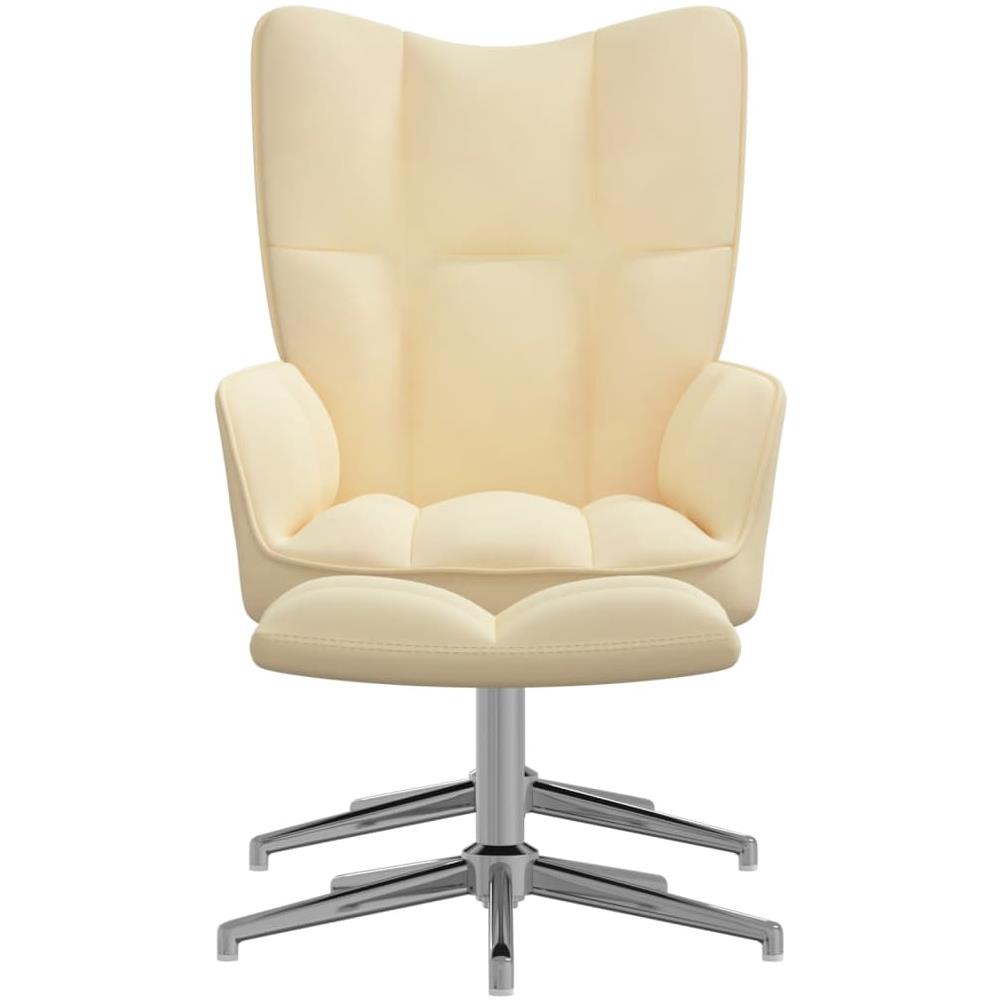 Poltrona Relax Con Poggiapiedi Bianco Crema In Velluto - Foto 3