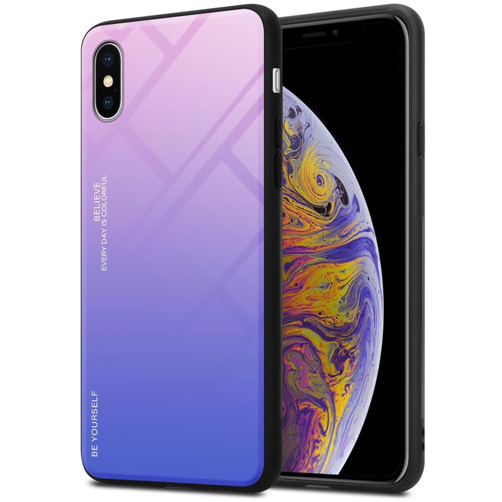 Cadorabo Custodia Compatibile Con Apple Iphone Xs Max In Rosa - Blu - Coperchio Protettivo Bicolore In Vetro Temperato E Silicone Tpu - Foto 1