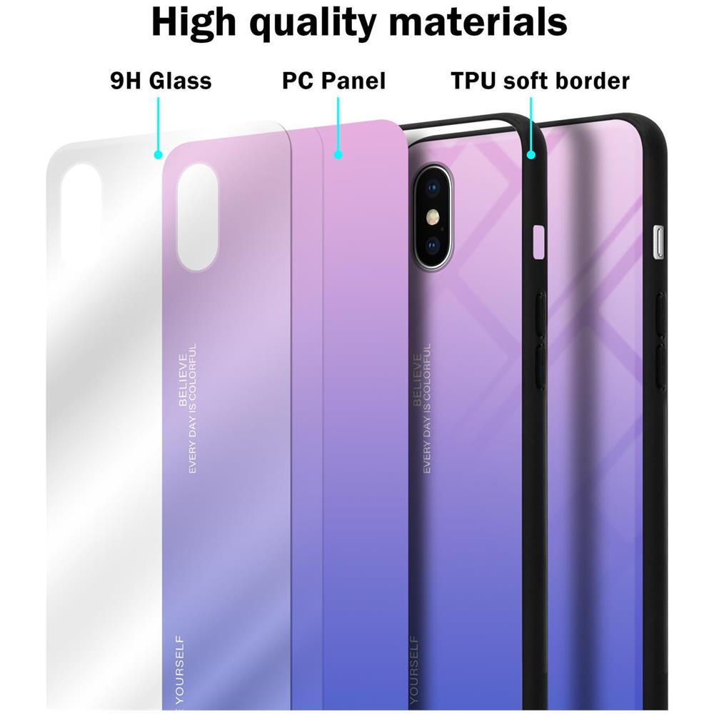 Cadorabo Custodia Compatibile Con Apple Iphone Xs Max In Rosa - Blu - Coperchio Protettivo Bicolore In Vetro Temperato E Silicone Tpu - Foto 7