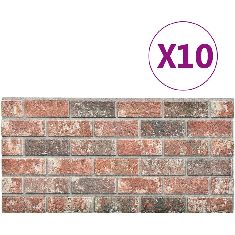 Pannelli Murali 3d Con Mattoni Marrone Scuro E Grigio 10 Pz Eps - Foto 2